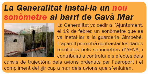 Noticia publicada en el n&uacute;mero 56 de L'Erampruny&agrave; (Abril de 2008) sobre el son&oacute;metro cedido por la Generalitat e instalado por el Ayuntamiento de Gav&agrave; en el Gimbeb&eacute; de Gav&agrave; Mar